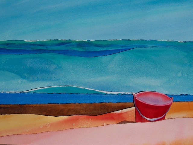 Red Pail and Waves